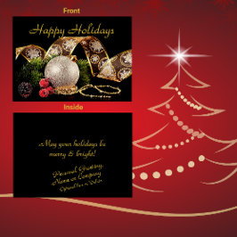 Carte Elégant Gold Silver Black Holiday Salutation