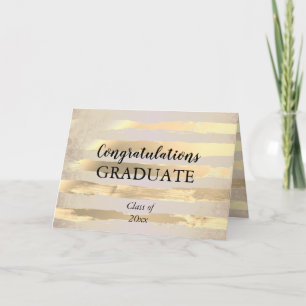 Carte Elegant Gold Watercolor Félicitations Diplômé