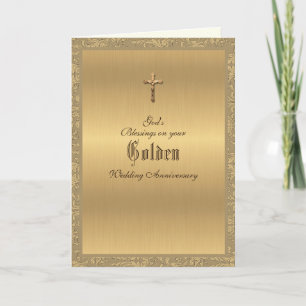 Carte Elégant Golden 50e anniversaire Mariage Religieux