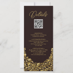 Carte Elegant Golden Maroon QR Code Mariage détail