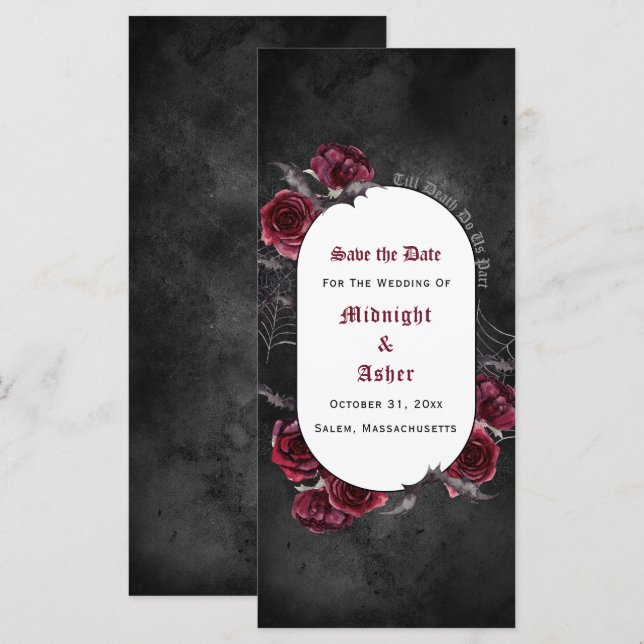 Carte Élégant Gothique Jusqu'À La Mort Do Us Part Enregi (Devant / Derrière)
