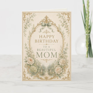 Carte Elegant Green & Gold Birthday Card for Mom