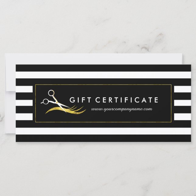 Carte Elégant Hair Stylist Certificat cadeau (Devant)