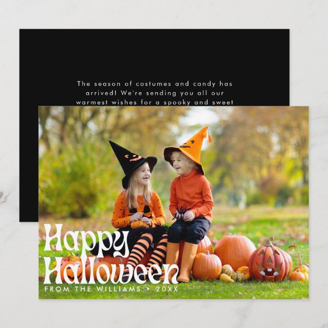 Carte Elégant Halloween photo Halloween (Devant / Derrière)