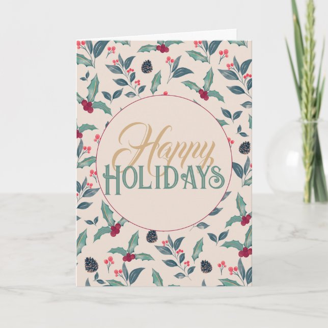 Carte Elégant hiver floral aquarelle Noël (Devant)