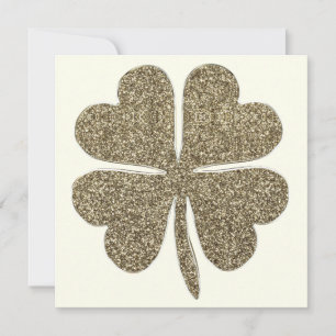 Carte Elégant ivoire et or Look quatre feuilles Clover