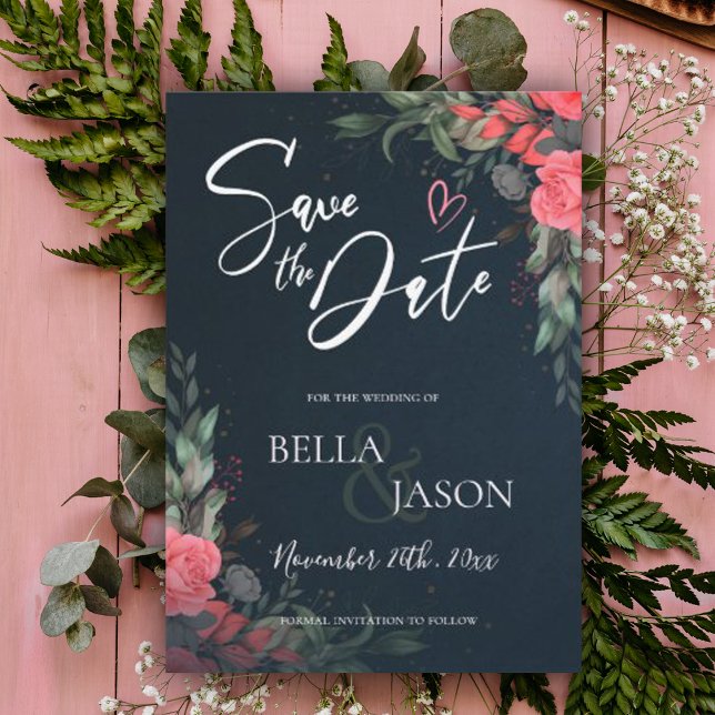 Carte Élégant Joli Pêcher Orange Floral Mariage (Créateur téléchargé)