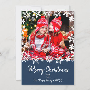 Carte Élégant Joyeux Noël flocons de neige photo personn