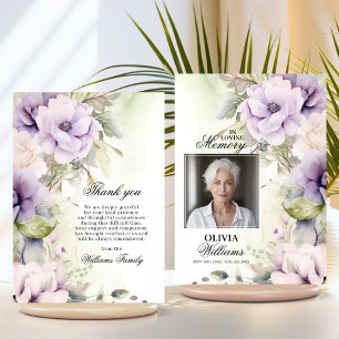 Carte Élégant Lavande Floral Merci funéraire   PHOTO