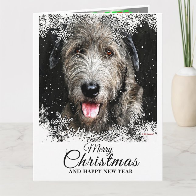 Carte Élégant Loup irlandais de Noël (Devant)