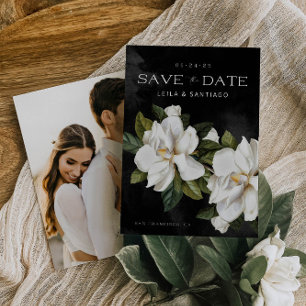 Carte Elegant Magnolia Photo Enregistrer la date