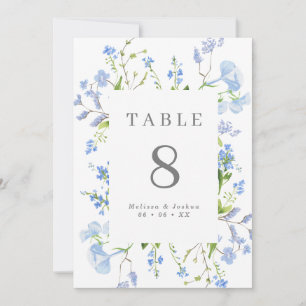 Carte Élégant Mariage à cadre floral bleu clair (5x7)