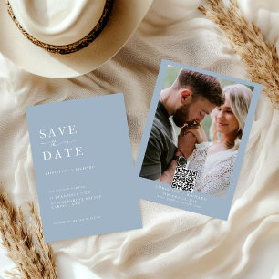 Carte Elégant mariage bleu Dusty Enregistrer la date