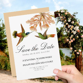 Carte Elégant Mariage Colibri Blush Pink Lily