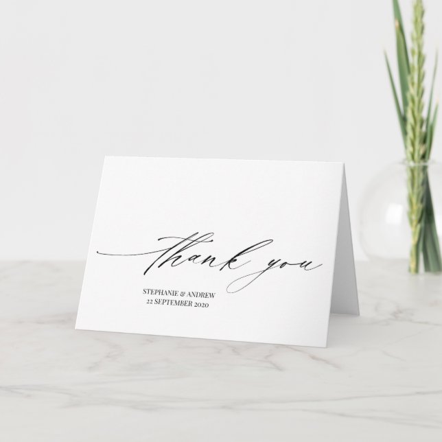 Carte Élégant Mariage de calligraphie Fiançailles Merci (Devant)