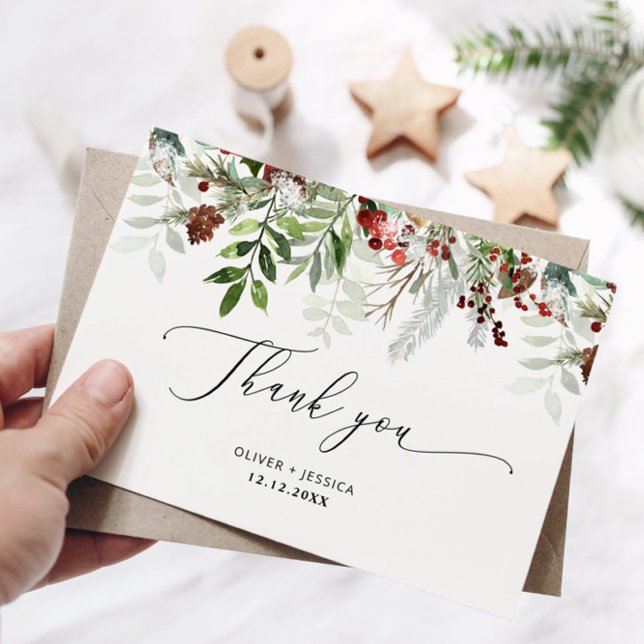 Carte Élégant mariage de Noël merci (Créateur téléchargé)