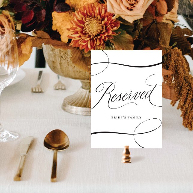 Carte Élégant Mariage de script noir réservé Panneau de  (Créateur téléchargé)
