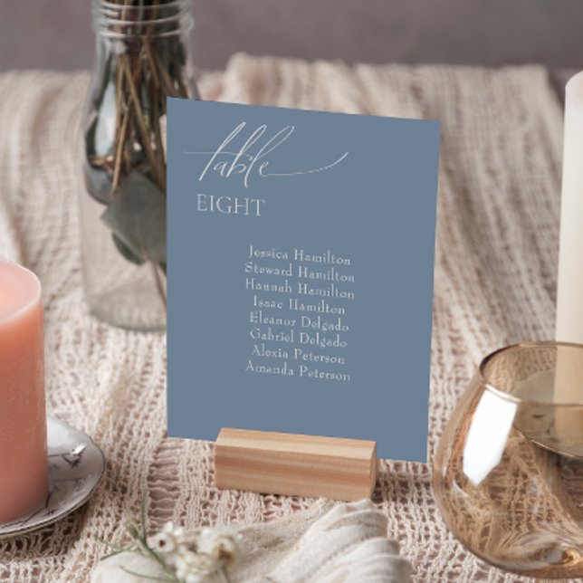 Carte Elégant Mariage Dusty Blue Seating Numéros de tabl (Add a touch of charm to your special day with our exquisite wedding table number cards.)