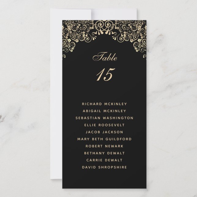 Carte Élégant Mariage en or noir (Devant)