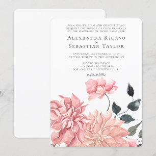 Carte Elégant Mariage floral aquarelle
