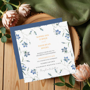 Carte Élégant Mariage Floral Blue Bellflower