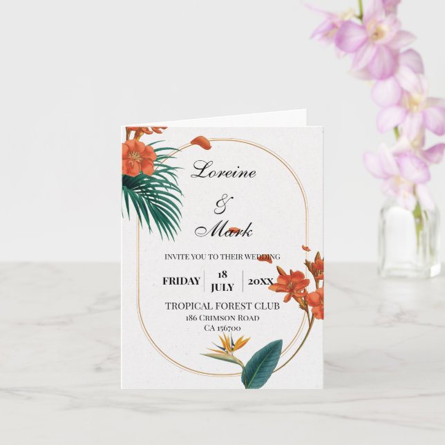 Carte Élégant Mariage floral tropical (Orchidée)