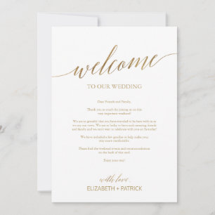 Carte Elégant Mariage Gold Bienvenue & Calendrier des év