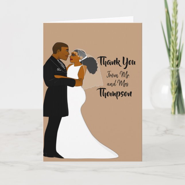 Carte Élégant Mariage naturel Couple Merci (Devant)