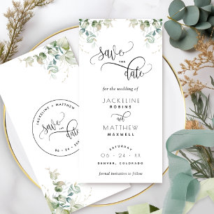 Carte Elégant Mariage Vert Enregistrer La Date Signet