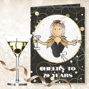 Carte Elégant Martini 70e Anniversaire Glamour
