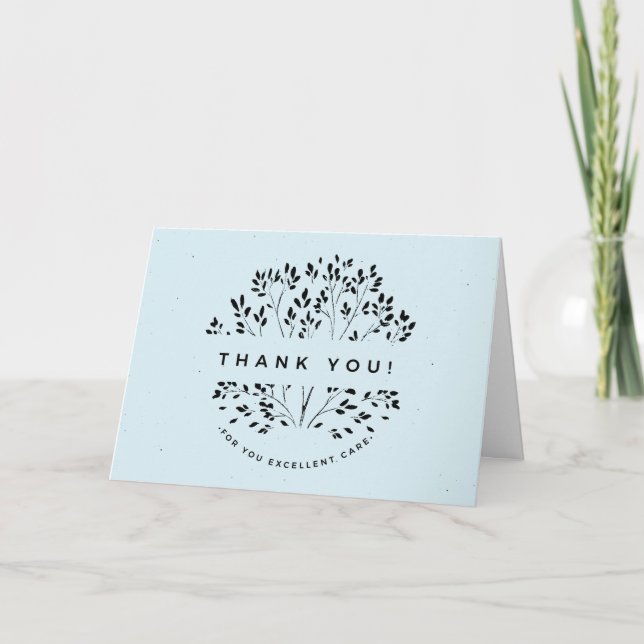 Carte Élégant médecin floral infirmière Merci soignant (Devant)