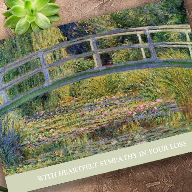 Carte Élégant Mémorial Lily Pond Condolence Sympathie (Monet Lilly Pond Memorial Sympathy Card)