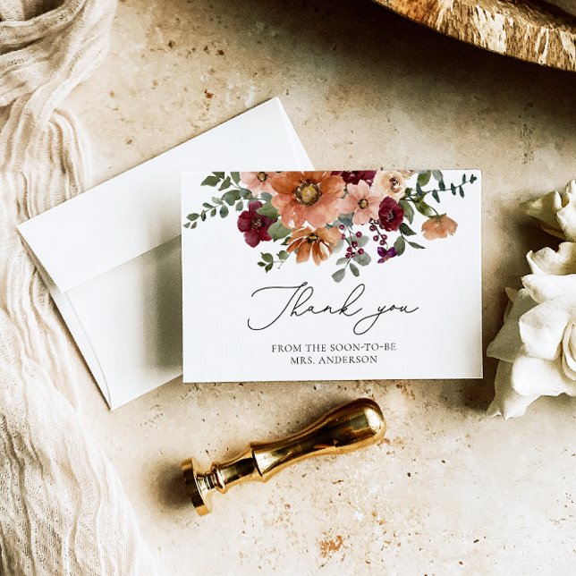 Carte Élégant Merci de Fête des mariées automnale (Créateur téléchargé)