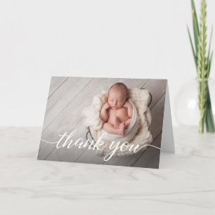 Carte Élégant Merci Script Baby shower photo personnalis