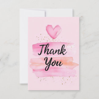 Carte Élégant message de Merci avec le coeur aquarelle