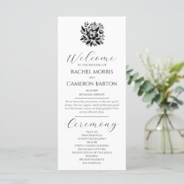 Carte Elégant minimal noir et blanc avec fleurs