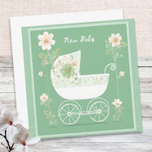 Elégant Mint Green Joli Pram Fleurs Nouveau bébé
