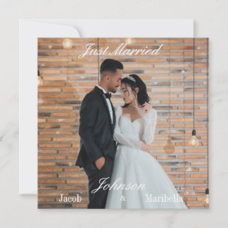 Carte Elegant Modern Custom Wedding Photo Thank You Card