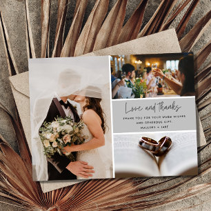 Carte Elégant moderne 4 Mariage photo Merci