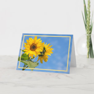 Carte Elégant moderne deux tournesols Sky Golden Frame