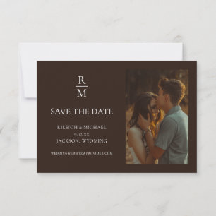 Carte Élégant Monogramme rustique Photo Enregistrer la d