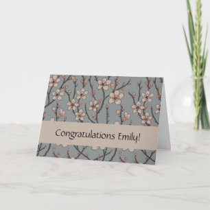 Carte Élégant Motif Fleur rose Douce Fleur Fleur de Ceri