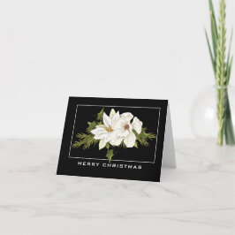 Carte Élégant Noël Floral Blanc Joyeux