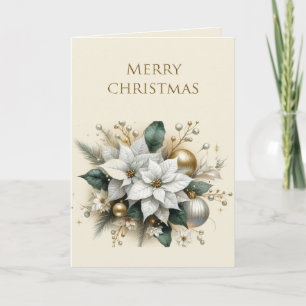Carte Élégant Noël Poinsettia Fleurs vacances