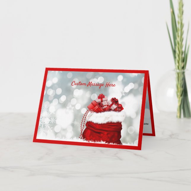 Carte Elégant Noël Vacances Père Noël Sac Présente Cadea (Devant)