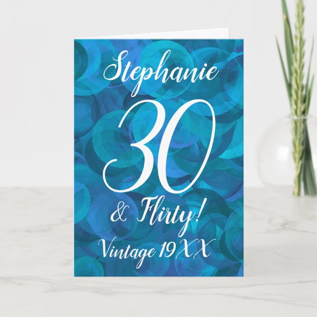 Carte Elégant Ocean Blue 30 et Flirty Birthday (Devant)