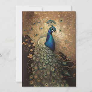 Carte Elégant oiseau de paon doré