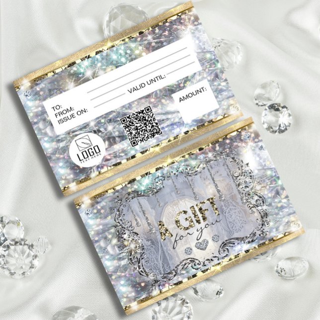 Carte Elégant or Silver Holographe Parties scintillant u (Elegant Gold Silver Holograph Unique Glitter #wonderland #diamond #luxurygiftcard)