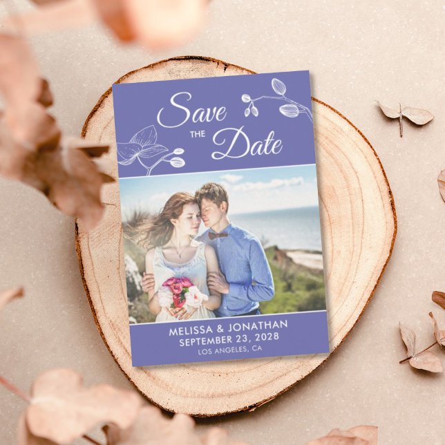 Carte Elégant orchidées moderne floral photo periwinkle (Créateur téléchargé)