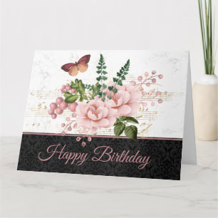 Carte Elégant papillon Vintage Damask Anniversaire